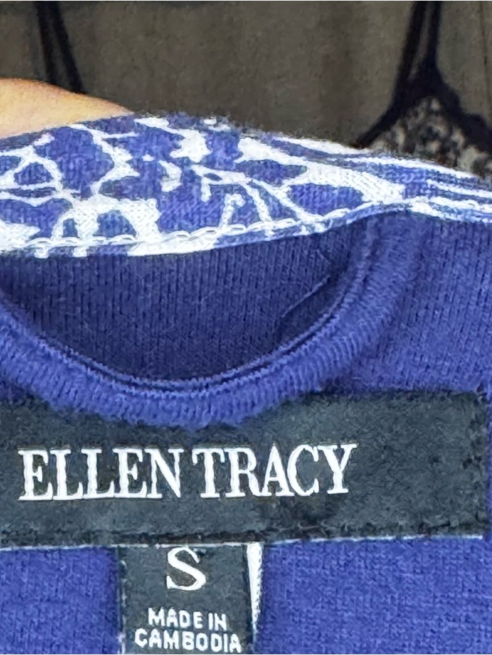 Ellen Tracy 3pc Pajama Set S Navy Floral Nightgown Robe Belt - Picture 8 of 8
